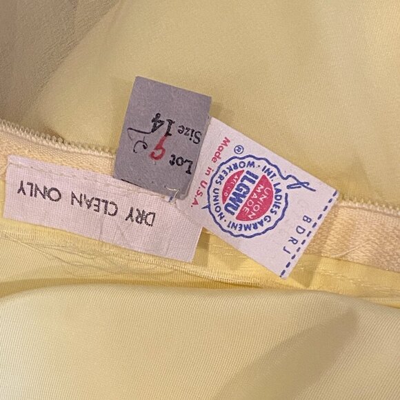 Vintage 60s Long Gown/Dress Prom Formal Wedding Sz 14 Yellow #213N - Picture 7 of 7